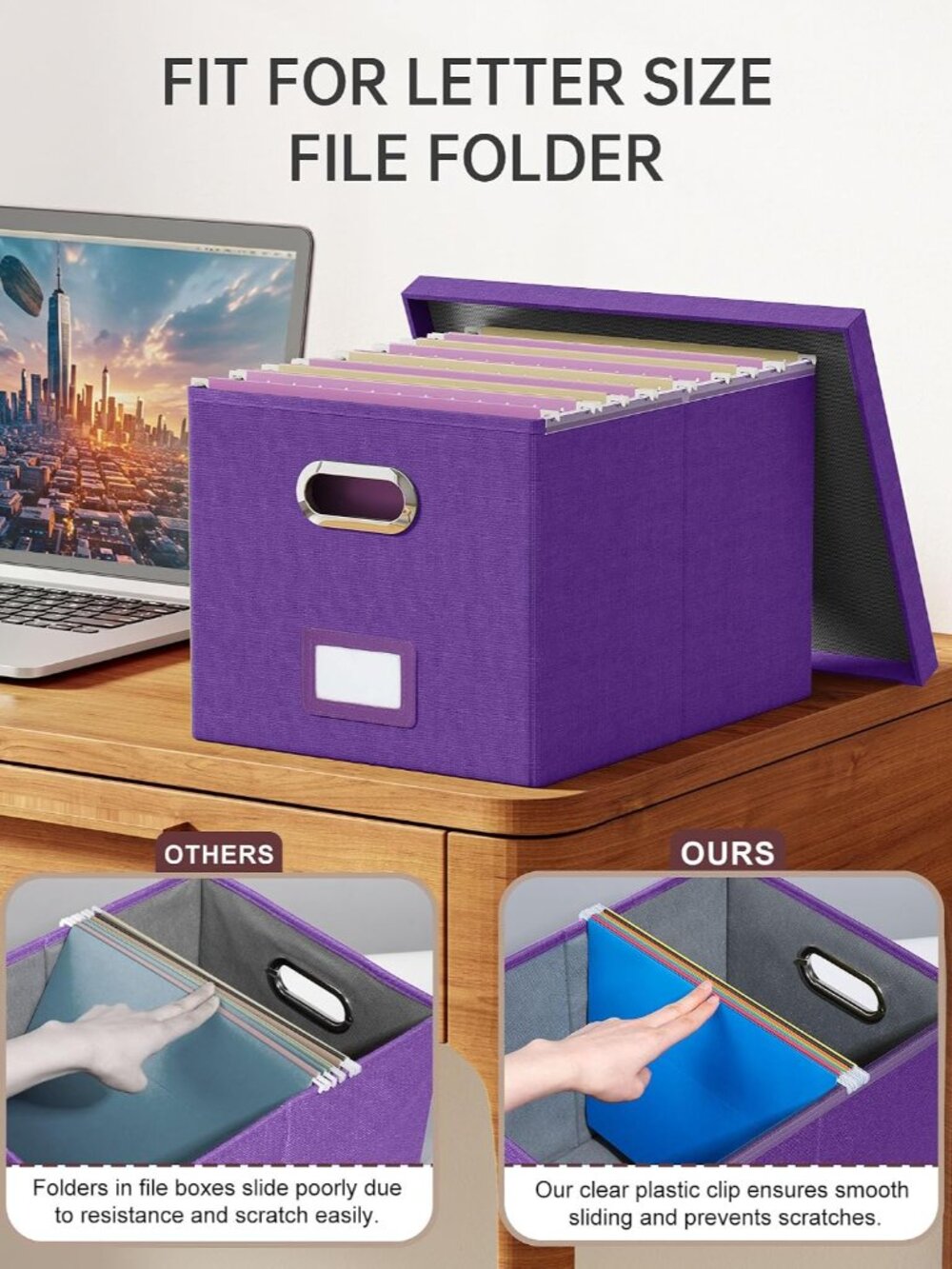 File Organizer, File Box, File Cabinet for Letter File Folder Storage, Hanging F - Picture 5 of 7